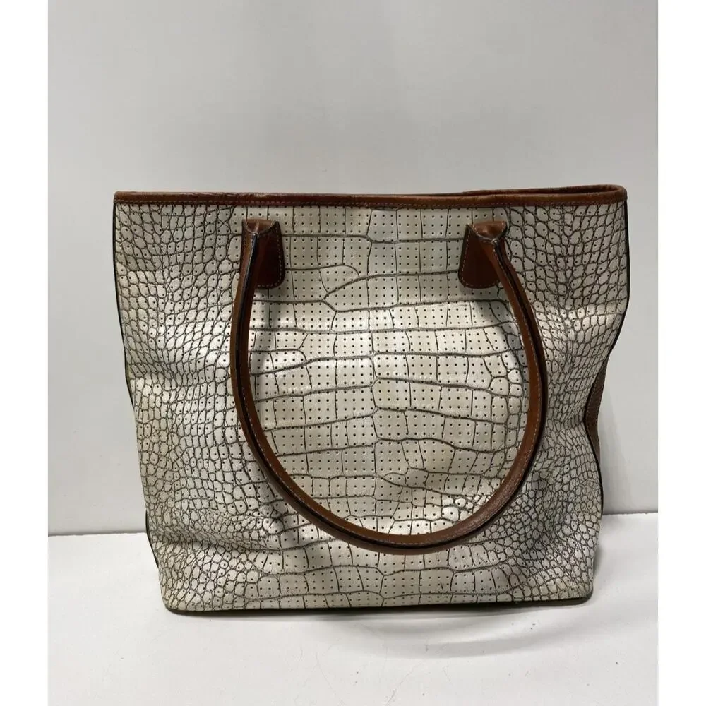 CLAUDIA FIRENZE EUC XL WHITE LEATHER TOTE BAG